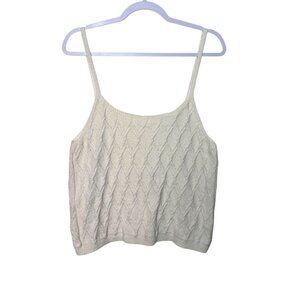 Anthropologie Edie Cable Knit Sweater‎ Tank Women L Cream Boho Lightweight